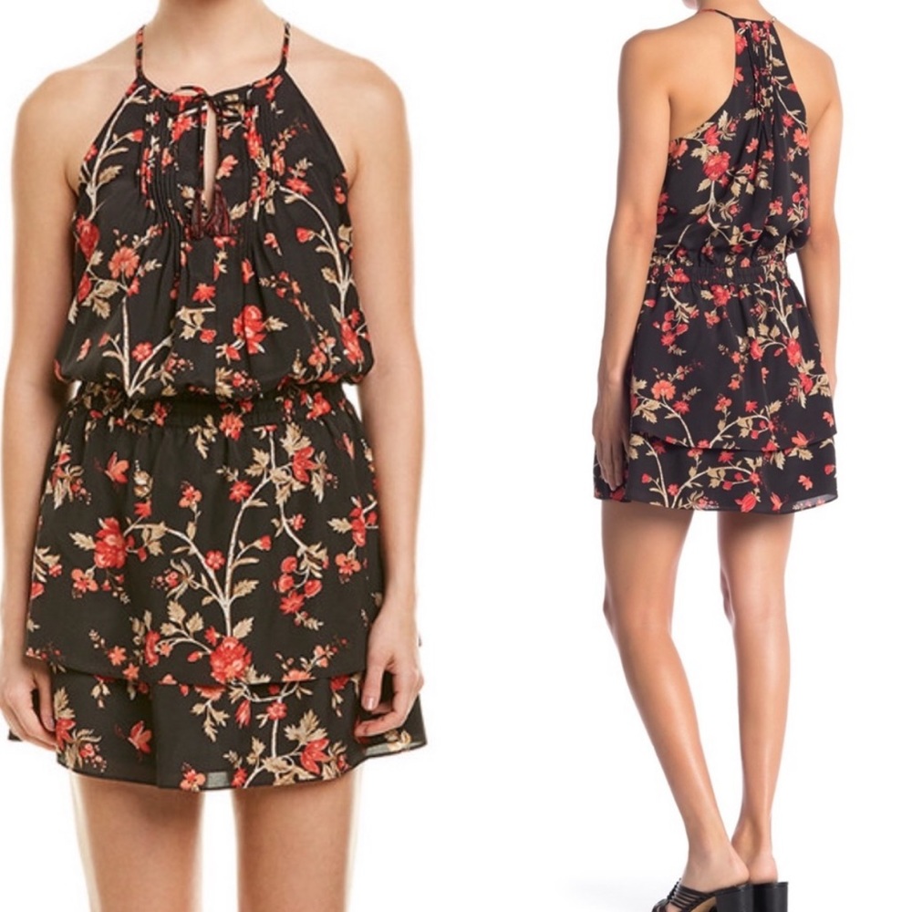 Joie | Jossa Pintuck Pleated Floral Dress in Caviar - Picture 12 of 12
